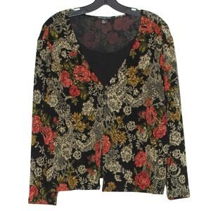 Top Floral Cottage Dark Academia Whimsigoth Boho Renaissance Romantic Black PL